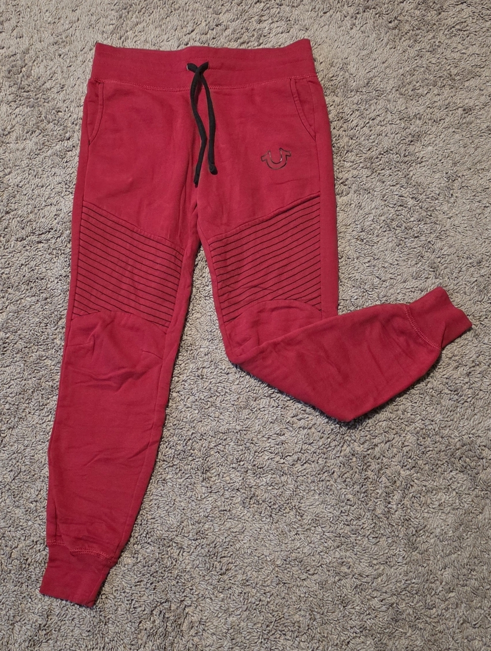 True Religion Crimson Red Pullover Moto Jogger Pants - Size XS
